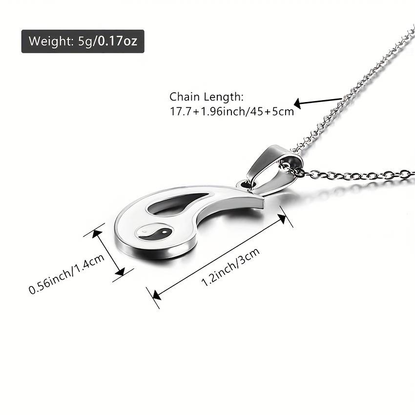 Yin Yang Puzzle Matching Pendant Necklace Couples Stainless Steel Enamel
